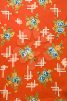 Royalty Free Photo of a Vintage Fabric With Colorful Flowers Printed on Polyester