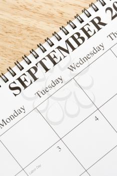 Royalty Free Photo of a Close-up of a Calendar Displaying the Month of September
