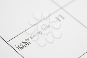 Royalty Free Photo of a Calendar Displaying Daylight Savings Time