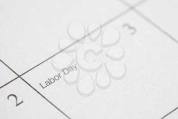 Royalty Free Photo of a Calendar Displaying Labor Day