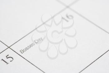 Royalty Free Photo of a Close-up of a Calendar Displaying Bosses Day