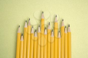 Royalty Free Photo of Sharp Pencils Arranged in an Uneven Row