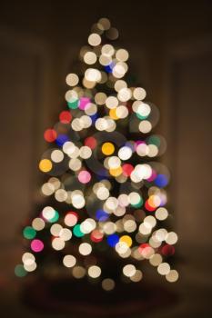 Royalty Free Photo of an Abstract Christmas Tree With Blurred Multicolored Lights