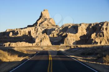 Royalty Free Photo of a Scenic Roadway in Badlands National Park, South Dakota