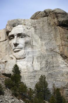 Royalty Free Photo of Abraham Lincoln Carved in Granite at Mount Rushmore National Monument, South Dakota