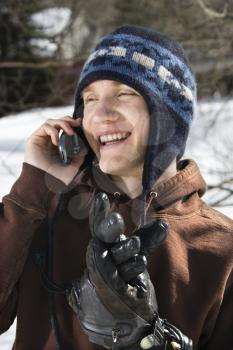 Royalty Free Photo of a Teenager Talking on a Cellphone
