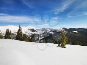 Royalty Free Photo of a Snow Covered Mountain Landscape