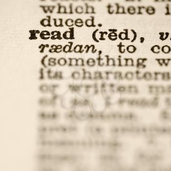 Royalty Free Photo of a Selective Focus of a Dictionary Definition for The Word Read