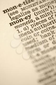 Royalty Free Photo of a Dictionary Entry for the Word Money