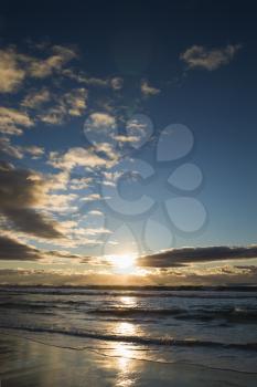Royalty Free Photo of Cumulus Clouds at Sunset Over Ocean in Surfers Paradise, Australia