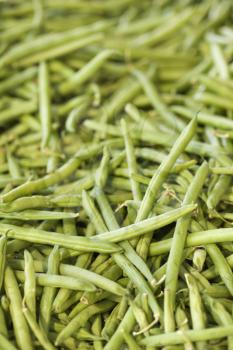 Royalty Free Photo of a Pile of Green Beans at a Produce Market