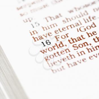Royalty Free Photo of Selective Focus of Verses in an Open Holy Bible