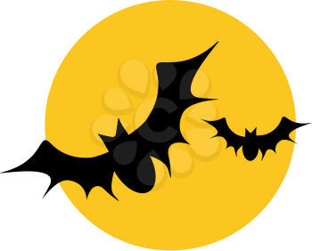 Royalty Free Clipart Image of Bats Flying by the Moon