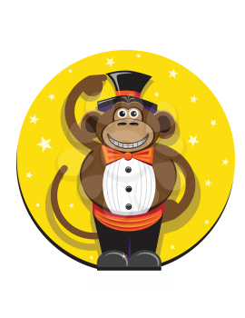 Royalty Free Clipart Image of a Monkey Wearing a Top Hat