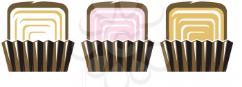 Royalty Free Clipart Image of Three Squares of Candy