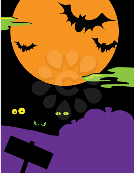 Royalty Free Clipart Image of a Spooky Halloween Night Background