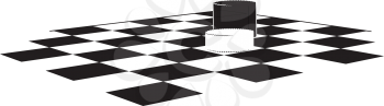 Royalty Free Clipart Image of a Checkerboard and Checkers