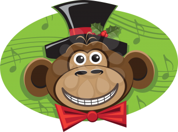 Royalty Free Clipart Image of The Head Of A Monkey Caroller
