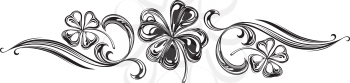 Royalty Free Clipart Image of a Shamrock Scroll