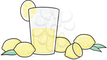 Royalty Free Clipart Image of Lemonade and Lemons