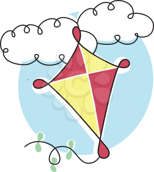 Royalty Free Clipart Image of a Kite in the Sky