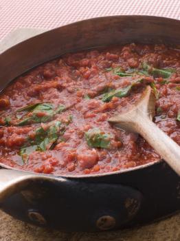 Royalty Free Photo of a Pan of Tomato Sauce