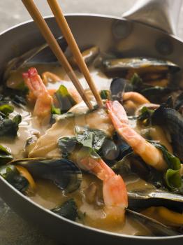 Royalty Free Photo of Japanese Seafood and Wakame Seaweed Curry