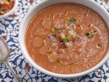 Royalty Free Bowl of Chilled Gazpacho Soup