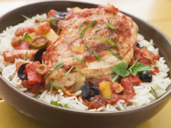 Royalty Free Photo of Spanish-Style Chicken and Rice