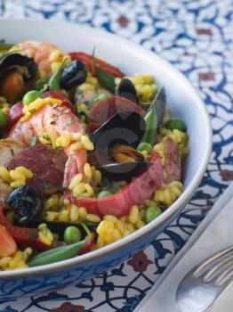 Royalty Free Photo of a Bowl of Paella
