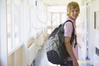 Royalty Free Photo of a Student in a Corridor
