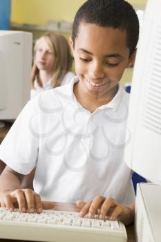 Royalty Free Photo of a Student at a Computer Terminal