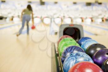 Royalty Free Photo of a Woman Bowling