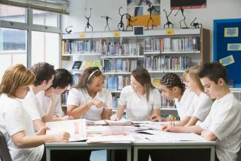Royalty Free Photo of Students in a Library