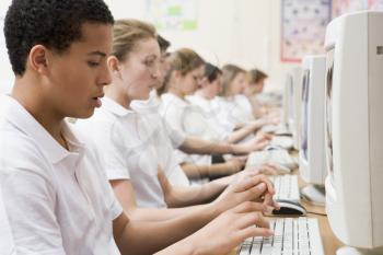 Royalty Free Photo of Students Working on Computers