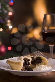 Royalty Free Photo of a Mince Pie With a Glass of Sherry
