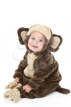 Royalty Free Photo of a Baby in  Monkey Costume