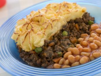 Royalty Free Photo of Cottage Pie and Baked Beans