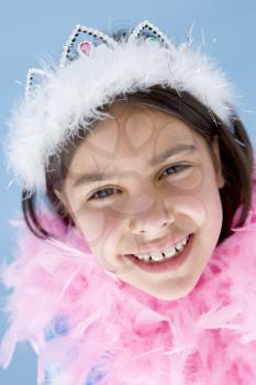 Royalty Free Photo of a Girl Wearing a Feather Boa