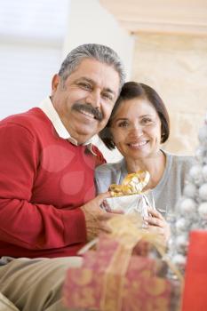 Royalty Free Photo of a Middle-aged Couple With a Gift