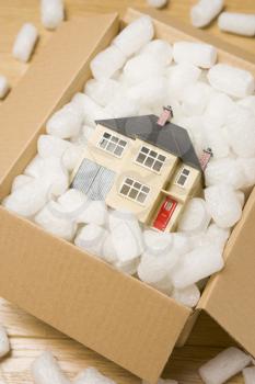 Royalty Free Photo of a House in a Box With Styrofoam
