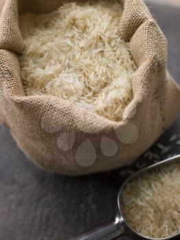 Royalty Free Photo of Basmati Rice in a Sack