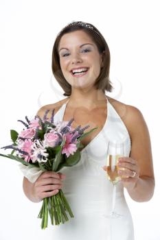 Royalty Free Photo of a Bride With a Glass of Champagne