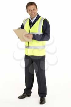 Royalty Free Photo of a Courier With a Clipboard