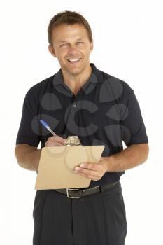 Royalty Free Photo of a Man With a Clipboard