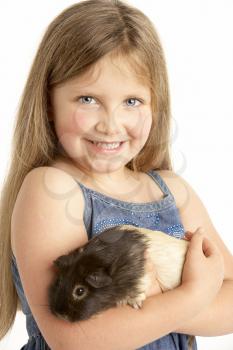 Royalty Free Photo of a Girl With a Guinea Pig