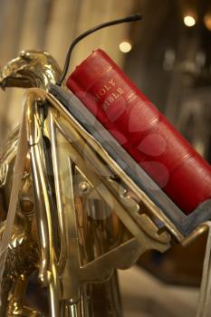 Royalty Free Photo of a Bible on a Lectern
