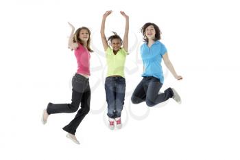 Royalty Free Photo of a Group of Girls Jumping