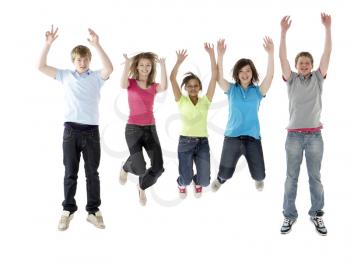 Royalty Free Photo of a Group of Teens Jumping
