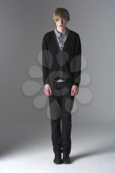 Royalty Free Photo of a Young Boy in Black